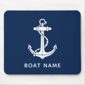 Moderne Boat Naam Anker Zeilbemanning Custom Muismat (Voorkant)