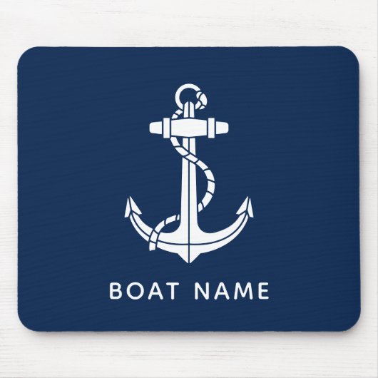 Moderne Boat Naam Anker Zeilbemanning Custom Muismat (Voorkant)
