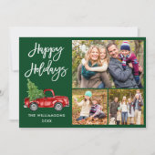 Moderne bocht voor penseel 3 Foto groen Feestdagenkaart (Voorkant)