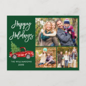 Moderne bocht voor penseelscript 3 Foto Green Holi Briefkaart (Voorkant)