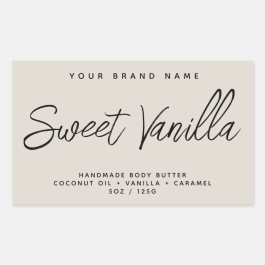 Moderne body butter eenvoudige elegante cosmetica rechthoekige sticker (Voorkant)