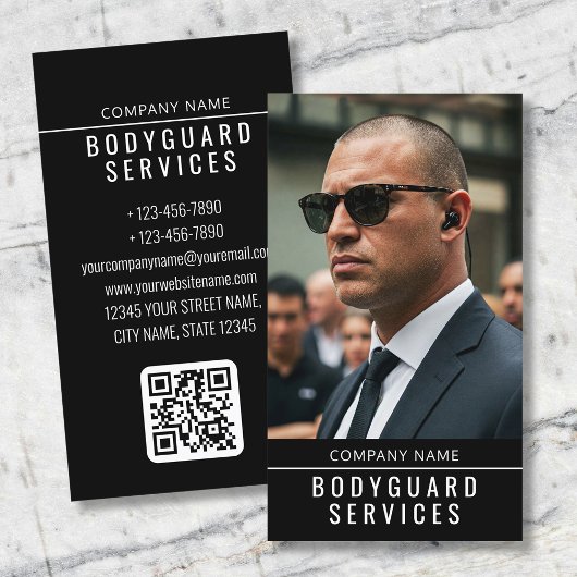 Moderne Bodyguard Services Minimalistische Foto QR Visitekaartje