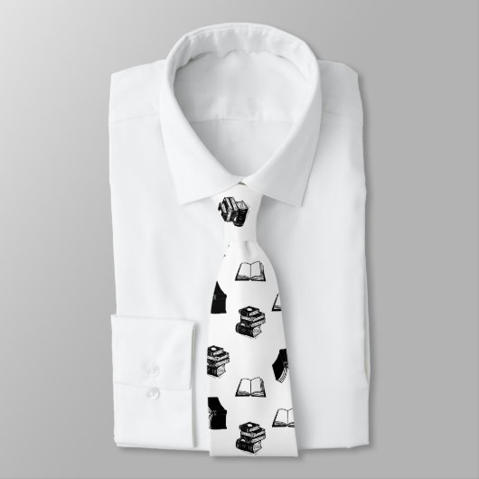 Moderne Boekachtige Bibliofiel Boek Patroon Stropdas (Gebonden)