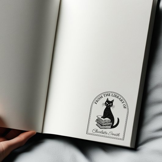 Moderne Boekenkat, Aangepaste Boekenplaat  Rubberstempel