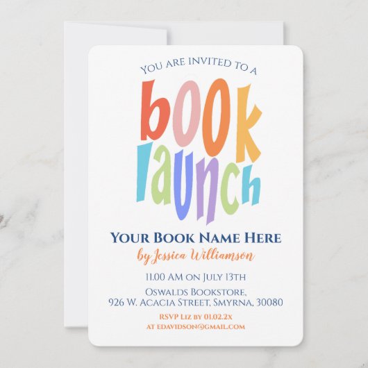 Moderne Boekenlancering Signing Party Kaart (Voorkant)
