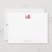 Moderne boekenplank in koraal en roze dank u notitiekaartje (Voorkant)