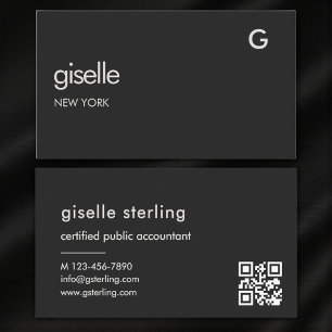 Moderne boekhouder accountant CPA Zwarte QR-code Visitekaartje