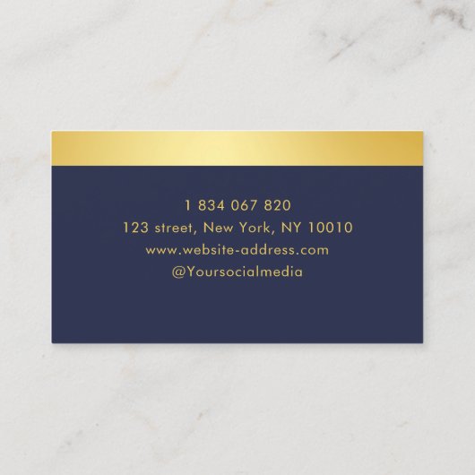 Moderne boekhouder Marine blauw en goud Visitekaartje (Achterkant)