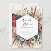 Moderne boerderij Barnyard bruiloft Save The Date (Voorkant)