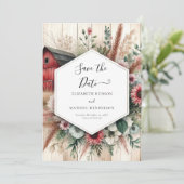 Moderne boerderij Barnyard bruiloft Save The Date (Staand voorkant)