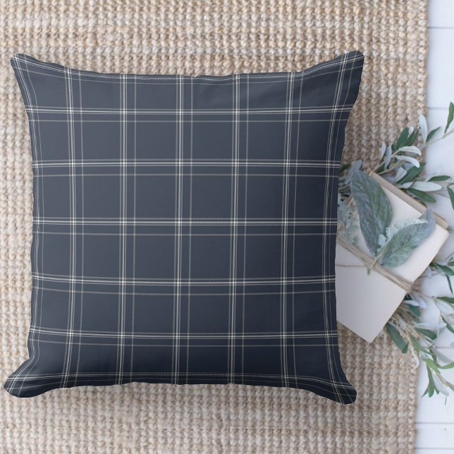 Moderne boerderij blauw en wit geruite bank kussen (throw pillow farmhouse pillows country plaid throw pillow  blue)