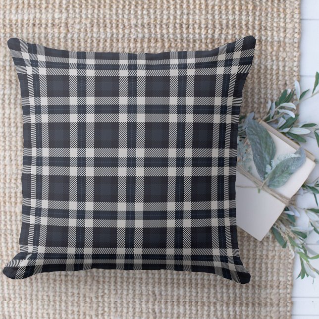 Moderne boerderij blauw en wit geruite bank kussen (throw pillow farmhouse pillows country plaid throw pillow navy blue and white)