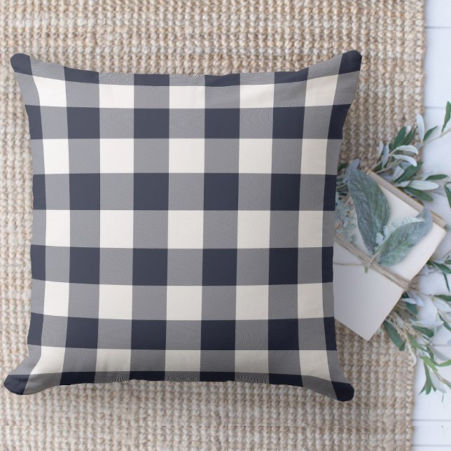 Moderne boerderij blauw & wit buffel geruite bank kussen (Modern farmhouse throw pillow blue and white buffalo plaid couch pillow )