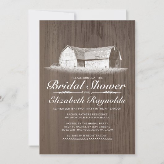 Moderne Boerderij Bridal Shower Invitations Kaart (Voorkant)