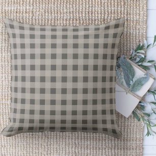 Moderne boerderij Brown en Tan Gingham Plaid Kussen