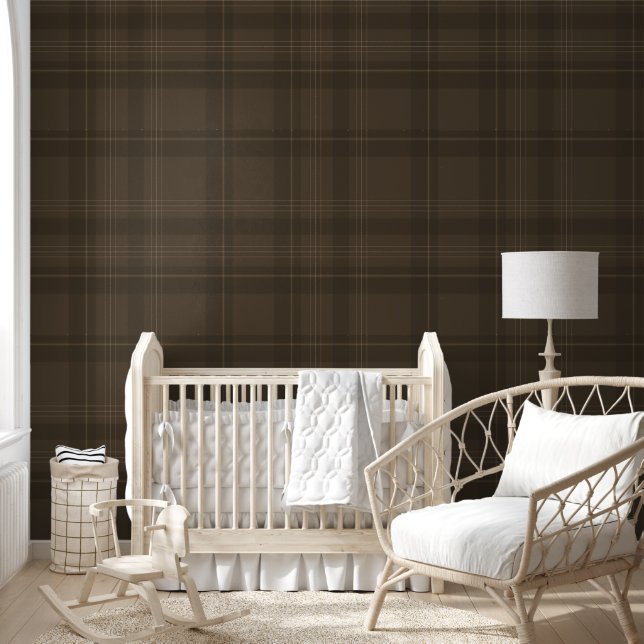 Moderne boerderij Brown Plaid Rustieke Lodge Cabin Behang (Kinderen)