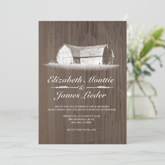 Moderne Boerderij bruiloft Kaart (Staand voorkant)