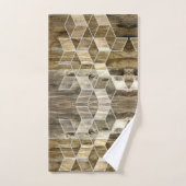Moderne boerderij bruin hout geometrisch patroon bad handdoek (Handdoek)