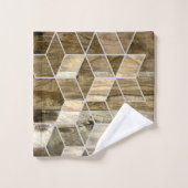 Moderne boerderij bruin hout geometrisch patroon bad handdoek (Wasdoekje)