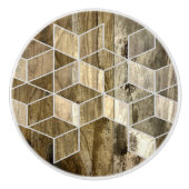 Moderne boerderij bruin hout geometrisch patroon keramische knop (Voorkant)