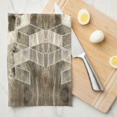 Moderne boerderij bruin hout geometrisch patroon theedoek (Quarter Fold)