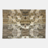 Moderne boerderij bruin hout geometrisch patroon theedoek (Horizontaal)