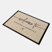 Moderne Boerderij Burlap Oma & Opa's Welkom Deurmat (Schuin)