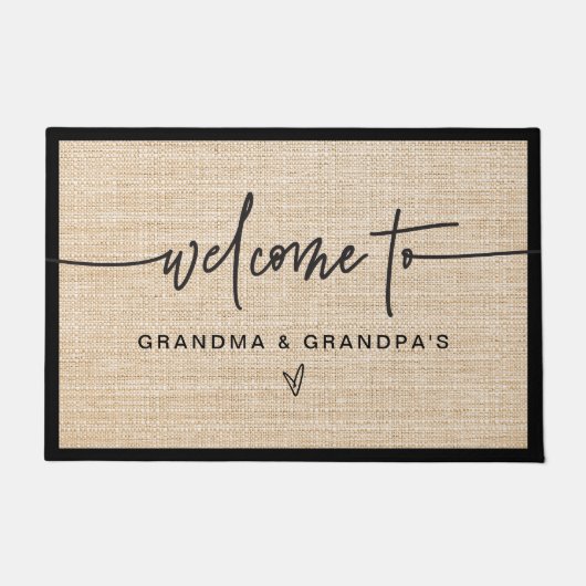 Moderne Boerderij Burlap Oma & Opa's Welkom Deurmat (Voorkant)