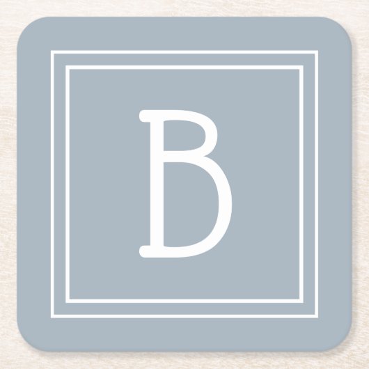 Moderne boerderij geinitialiseerde blauwe & witte kartonnen onderzetters (Voorkant)