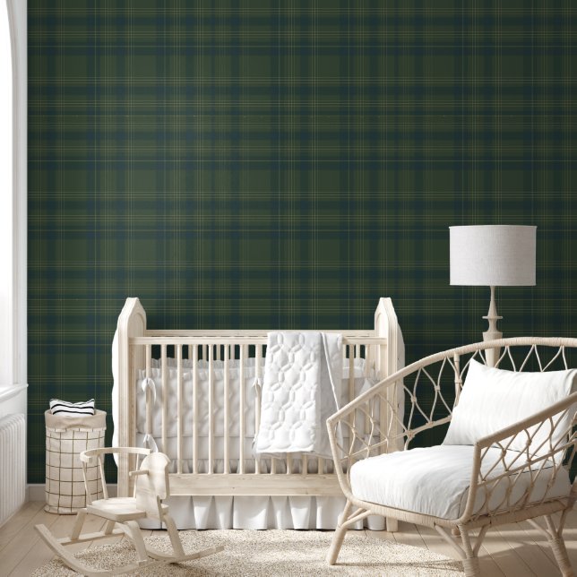 Moderne boerderij Green Plaid Rustieke Lodge Cabin Behang (Kinderen)