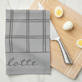 Moderne boerderij grijs geplakt gepersonaliseerd r theedoek (Quarter Fold)