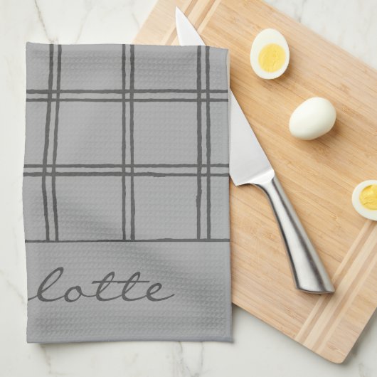 Moderne boerderij grijs geplakt gepersonaliseerd r theedoek (Quarter Fold)
