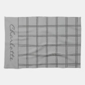 Moderne boerderij grijs geplakt gepersonaliseerd r theedoek (Horizontaal)