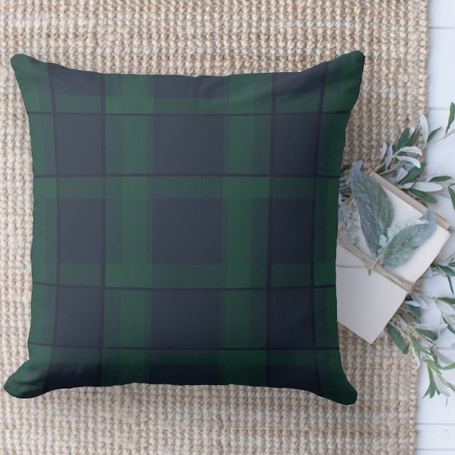 Moderne boerderij groen en blauw geruite bank kussen (throw pillow farmhouse pillows country navy blue and forest green plaid throw pillow )