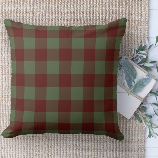 Moderne boerderij groen en rood buffel plakken ban kussen (Modern farmhouse throw pillow green and red buffalo plaid couch pillow )