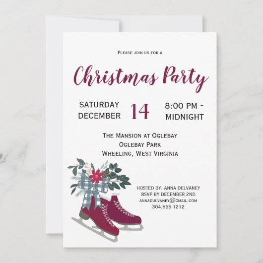 Moderne boerderij Ice Schaatsen kerstfeest Kaart (Voorkant)