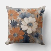 Moderne boerderij in navyblauw oranje bloemmotief