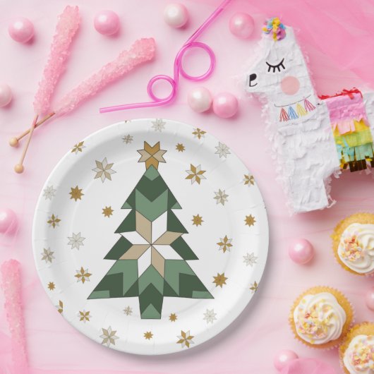 Moderne boerderij kerstboom papieren bordje (Feest)