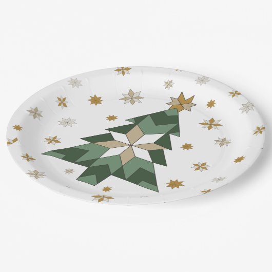 Moderne boerderij kerstboom papieren bordje (Gekanteld)