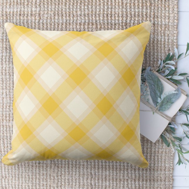 Moderne boerderij kleurrijke gele geruite bank kussen (Modern farmhouse throw pillow yellow and white buffalo plaid couch pillow )