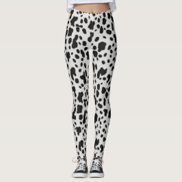 Moderne boerderij koe dierprint zwart gespikkeld p leggings
