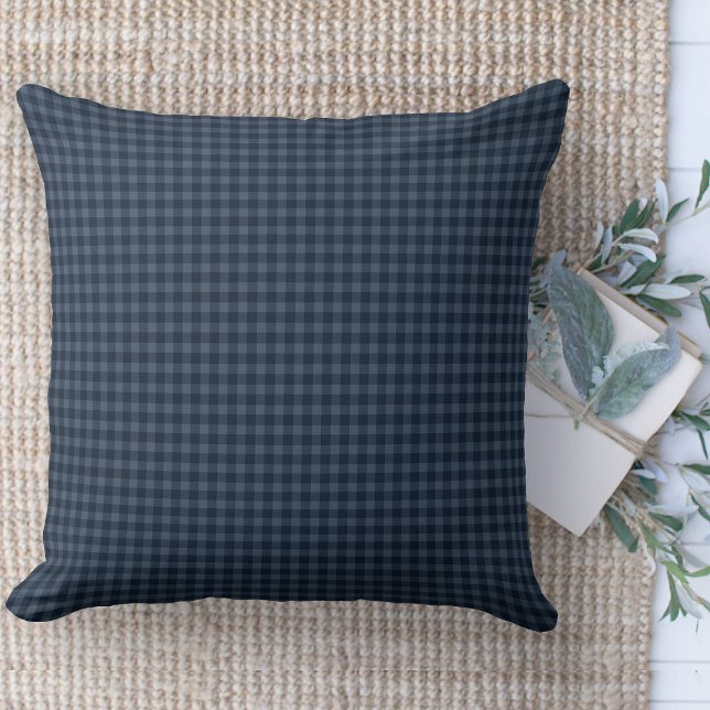 Moderne boerderij kussen blauw gingham plaid bank (throw pillow farmhouse pillows country navy blue plaid throw pillow )