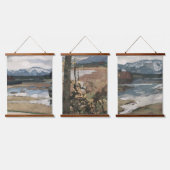 Moderne boerderij landschapskunst hangend wandkleed (Driedubbel)