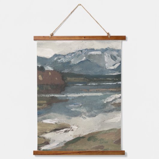 Moderne boerderij landschapskunst hangend wandkleed (Voorkant 3)