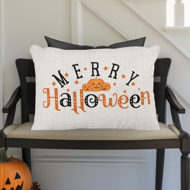Moderne boerderij leuk en stijlvol vrolijk Hallowe Accent Kussen (Modern Farmhouse Fun and Stylish Merry Halloween Accent Pillow)