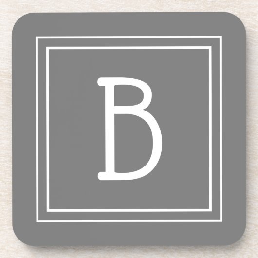 Moderne boerderij monogram grijs & wit initiaal bier onderzetter (Voorkant)