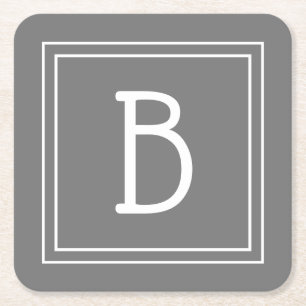 Moderne boerderij monogram grijze en witte initiaa kartonnen onderzetters