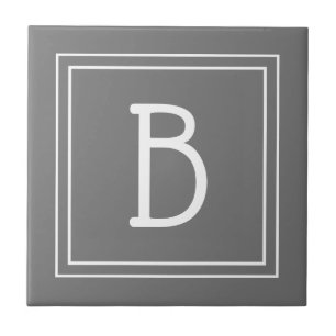Moderne boerderij monogram grijze en witte initiaa tegeltje