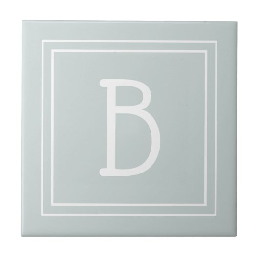 Moderne boerderij monogram groen & wit initiaal tegeltje (Voorkant)