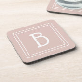 Moderne boerderij monogram roze & witte initiaal bier onderzetter (Linkerzijde)